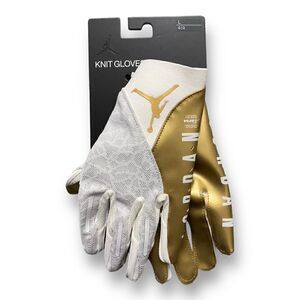 Nike Jordan Vapor Knit 4.0 Metallic Football Receiver Gloves Gold size L (c) New